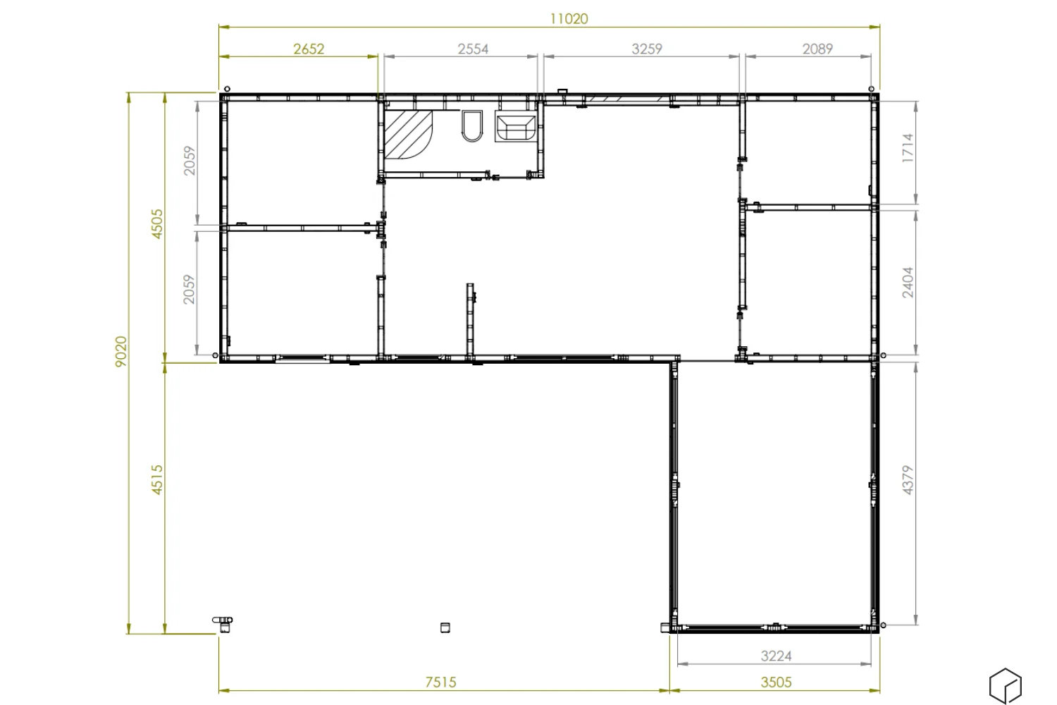 floor plan of the Peroj modular house