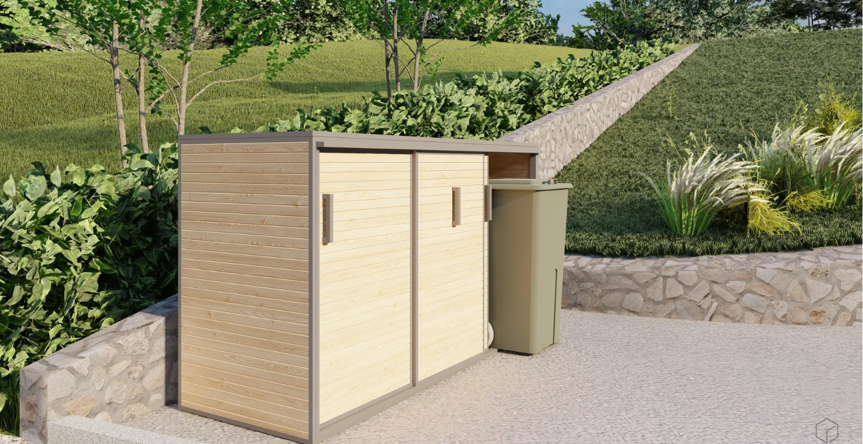 Bin storage - tilt door with sliding function